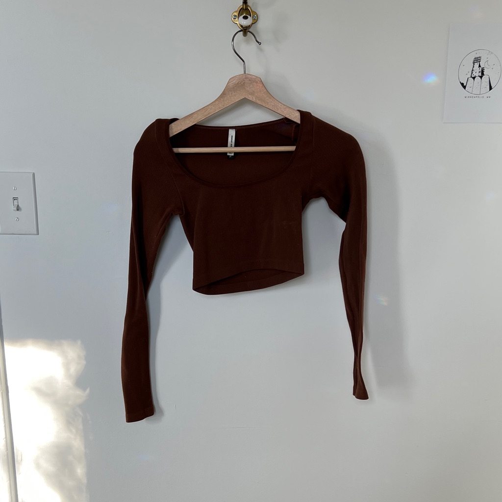 Sunday Best Chocolate Brown Long Sleeve Crop Top